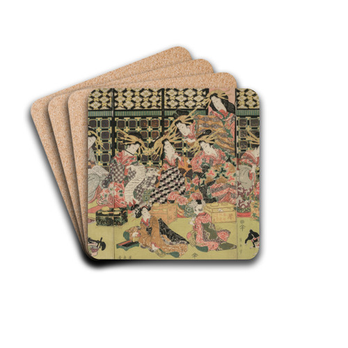 A Picture of the Viewing in the Pleasure Quarters by Kikukawa Eizan Drink Coasters - set of 4