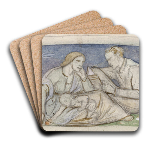 Man, vrouw en kind zittend in een landschap by Richard Nicolas Roland Holst Art Drink Coaster set Man, vrouw en kind zittend in een landschap by Richard Nicolas Roland Holst Art Drink Coaster set