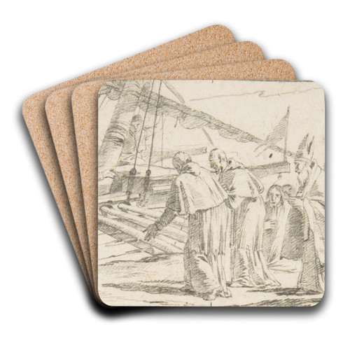 Bishops and Monks Being Received at a Ship by a Venerable Dignitary by Giovanni Battista Tiepolo Art Drink Coaster set