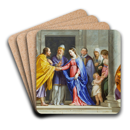 The Marriage of the Virgin by Philippe de Champaigne Art Drink Coaster set