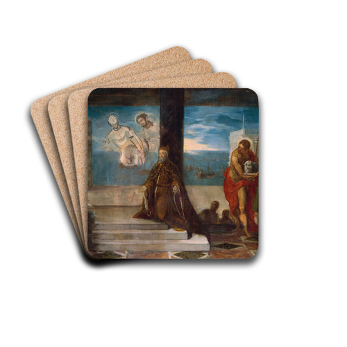 Doge Alvise Mocenigo (15071577) Presented to the Redeemer by Jacopo Tintoretto Drink Coasters - set of 4