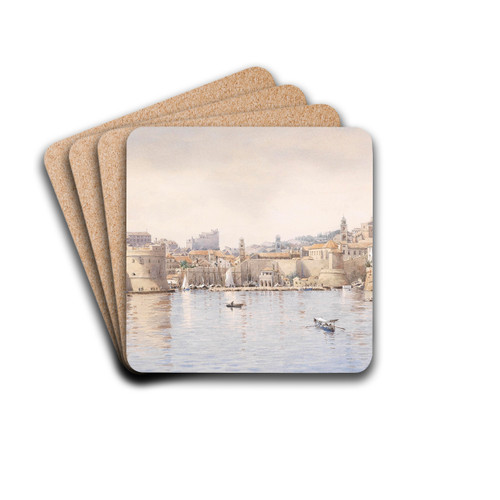 Blick auf Ragusa by Anton Perko Drink Coasters - set of 4 Blick auf Ragusa by Anton Perko Drink Coasters - set of 4