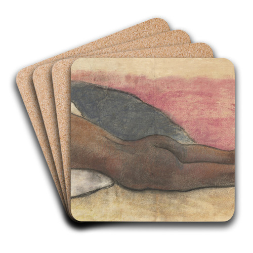 Reclining Nude (recto) by Paul Gauguin Art Drink Coaster set