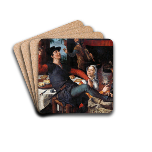 The Egg Dance by Pieter Aertsen Drink Coasters - set of 4 The Egg Dance by Pieter Aertsen Drink Coasters - set of 4