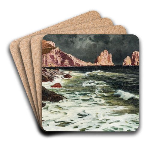 Capri, a view of the Faraglioni stacks by Paul Von Spaun Art Drink Coaster set