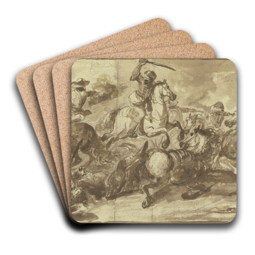 Riders' battle with the Turks by Francesco Simonini Art Drink Coaster set