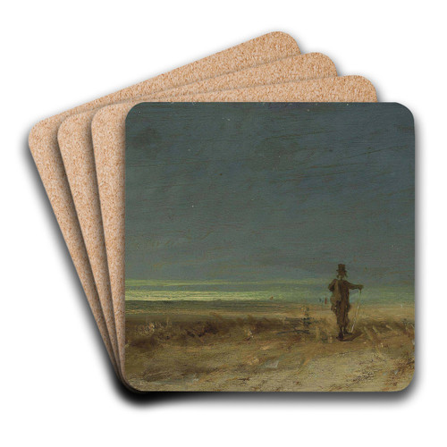 Flachlandschaft Mit Vogelscheuche by Carl Spitzweg Art Drink Coaster set