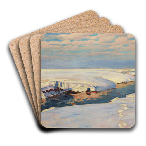 Winter Landscape by Julian Falat Art Drink Coaster set