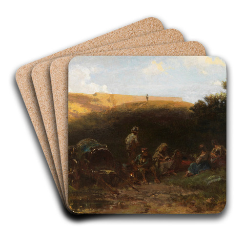 Lagernde Karrner (Rast der Streuner) by Carl Spitzweg Art Drink Coaster set