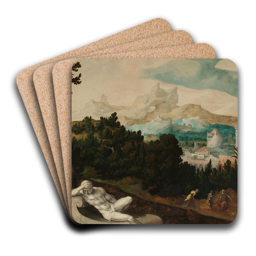 Landscape with Bathsheba by Jan van Scorel Art Drink Coaster set