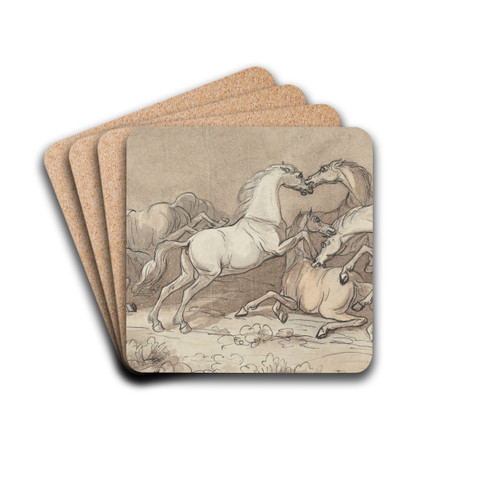 A Group of Eight Horses Fighting by Sawrey Gilpin Drink Coasters - set of 4