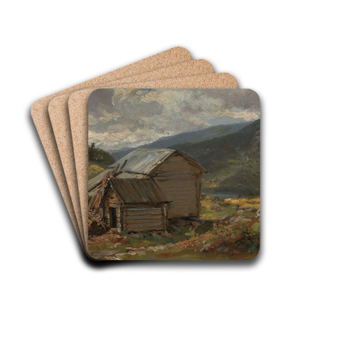 View of Hjelle in Valdres by Johan Christian Dahl Drink Coasters - set of 4