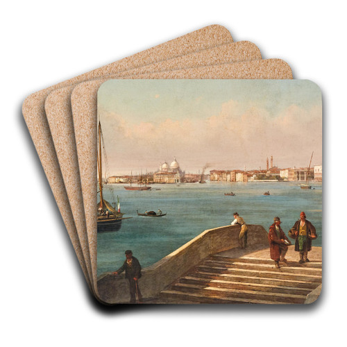 Venice, the Riva degli Schiavoni by Luigi Querena Art Drink Coaster set