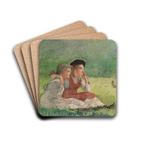 Listening To The Birds by Winslow Homer Drink Coasters - set of 4 Listening To The Birds by Winslow Homer Drink Coasters - set of 4