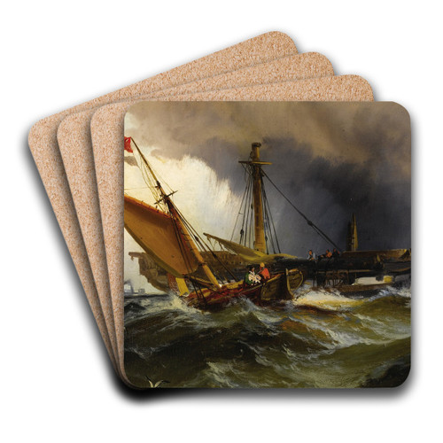 Recovering the Wreck by Edward Moran Art Drink Coaster set