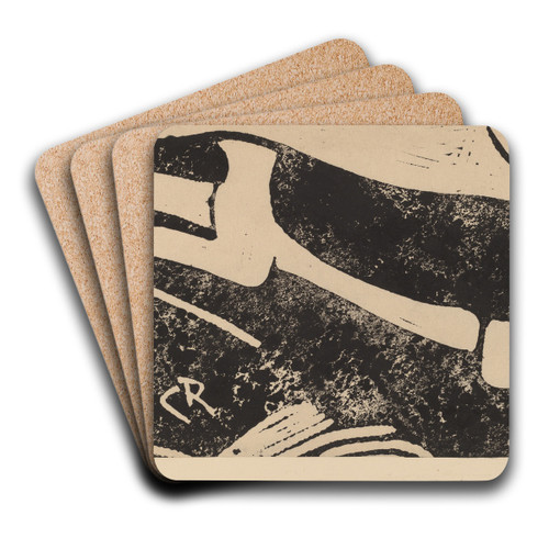 Cat and Mouse by Christian Rohlfs Art Drink Coaster set