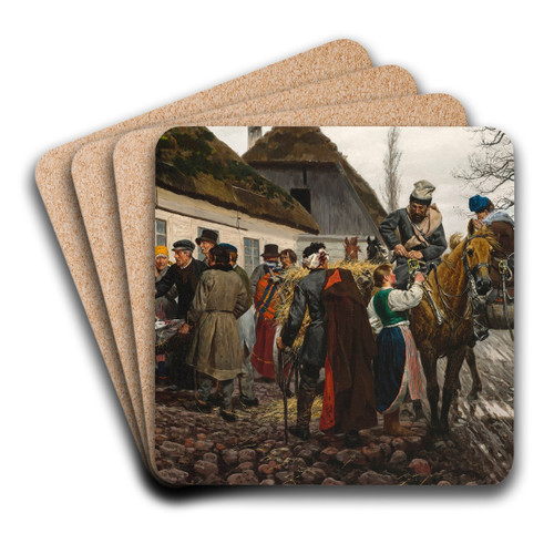 Wounded insurgent by Stanisaw Witkiewicz Art Drink Coaster set