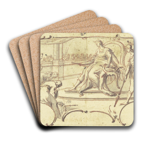 Knige huldigen dem Augustus by Paul Egell Art Drink Coaster set Knige huldigen dem Augustus by Paul Egell Art Drink Coaster set