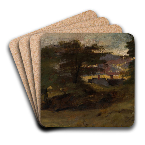 Landscape with Cottages by John Constable Art Drink Coaster set