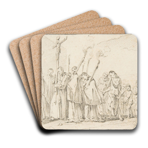 Procession of Monks and Flagellants by Giovanni Battista Tiepolo Art Drink Coaster set