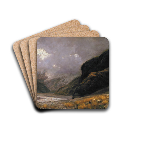 Mt. Sefton, from Hermitage by Charles Nathaniel Worsley Drink Coasters - set of 4 Mt. Sefton, from Hermitage by Charles Nathaniel Worsley Drink Coasters - set of 4