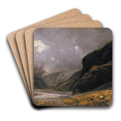 Mt. Sefton, from Hermitage by Charles Nathaniel Worsley Art Drink Coaster set Mt. Sefton, from Hermitage by Charles Nathaniel Worsley Art Drink Coaster set