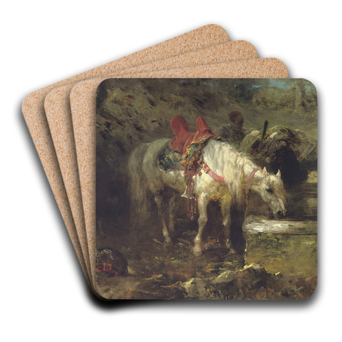 Beduoins At Rest by Adolf Schreyer Art Drink Coaster set Beduoins At Rest by Adolf Schreyer Art Drink Coaster set