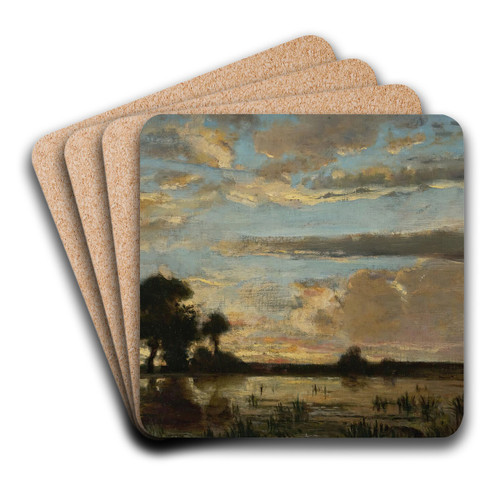 Soleil Couchant by Thodore Rousseau Art Drink Coaster set Soleil Couchant by Thodore Rousseau Art Drink Coaster set