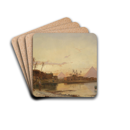 Am Nilufer by Hermann David Salomon Corrodi Drink Coasters - set of 4 Am Nilufer by Hermann David Salomon Corrodi Drink Coasters - set of 4