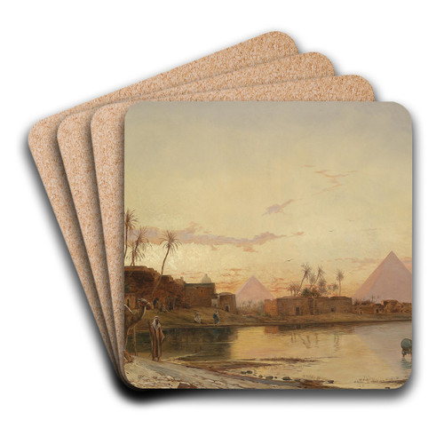 Am Nilufer by Hermann David Salomon Corrodi Art Drink Coaster set Am Nilufer by Hermann David Salomon Corrodi Art Drink Coaster set