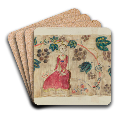 Crewel Embroidered Valance by Lawrence Peterson Art Drink Coaster set
