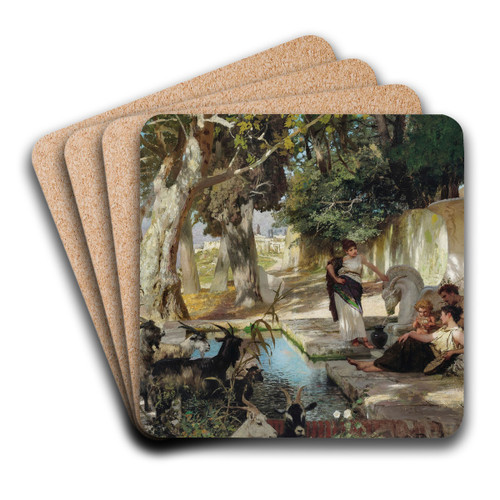 At the Fountain by Henryk Siemiradzki Art Drink Coaster set