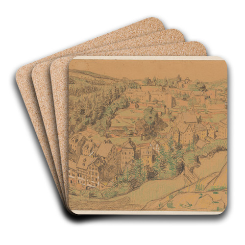 Stad in de Eifel by Ferdinand Hart Nibbrig Art Drink Coaster set