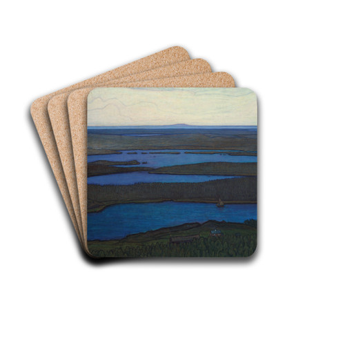Over Forest and Lake by Otto Hesselbom Drink Coasters - set of 4 Over Forest and Lake by Otto Hesselbom Drink Coasters - set of 4