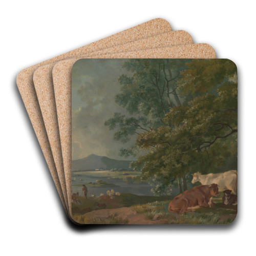 Morning: Landscape with Cattle by George Barret Art Drink Coaster set