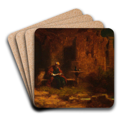 Einsiedler in der Dmmerung (Der Anachoret) by Carl Spitzweg Art Drink Coaster set