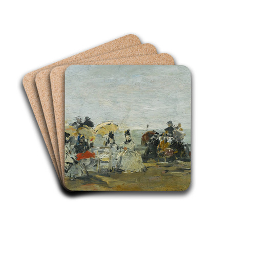Scne De Plage  Trouville by Eugne Boudin Drink Coasters - set of 4