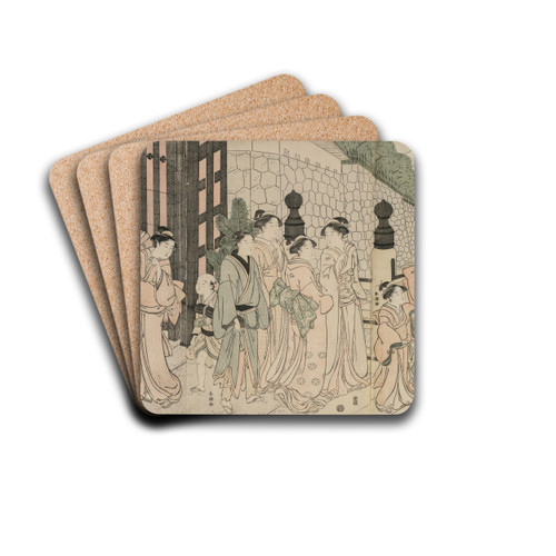 A Thousand Autumns, Ten Thousand Years on Tokiwa Bridge by Katsukawa Shunch Drink Coasters - set of 4