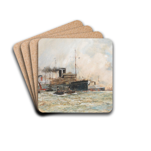 The lady, She's a Liner by Charles Edward Dixon Drink Coasters - set of 4 The lady, She's a Liner by Charles Edward Dixon Drink Coasters - set of 4