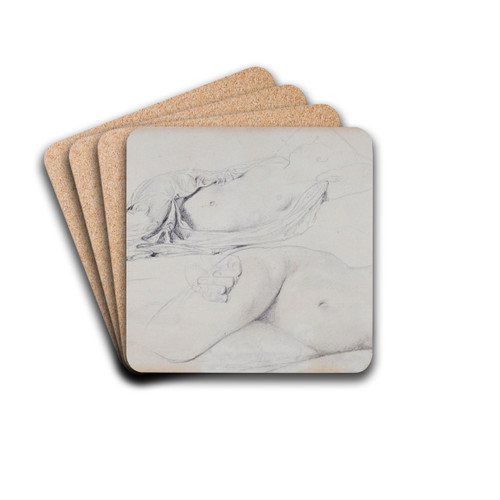 Etude pour l'Odalisque  l'esclave by Jean Auguste Dominique Ingres Drink Coasters - set of 4