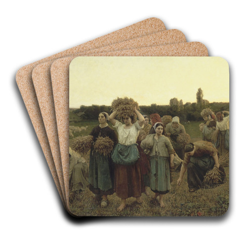 Calling in the Gleaners by Jules Breton Art Drink Coaster set