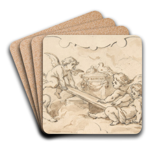 Putti at play by Jules-Edmond-Charles Lachaise Art Drink Coaster set