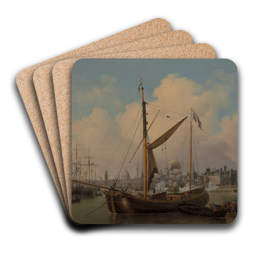 A View of the Tower of London, Supposed on his Majesty's Birthday by Samuel Scott Art Drink Coaster set