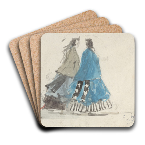 Four Ladies in Crinolines Walking at Trouville by Eugne Boudin Art Drink Coaster set