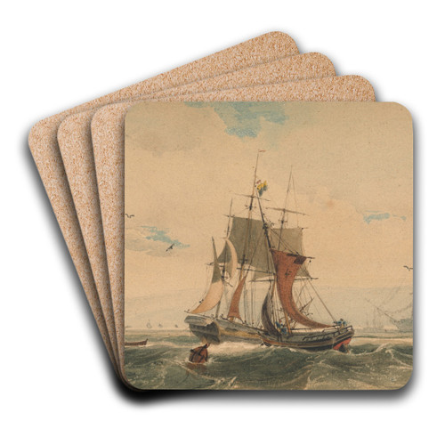 Shipping on the Medway, Kent by Franois Louis Thomas Francia Art Drink Coaster set