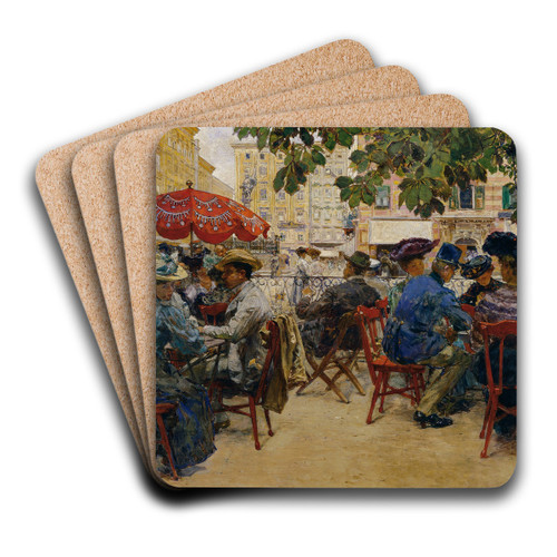 Cafe Tomaselli In Salzburg by Theodor Josef Ethofer Art Drink Coaster set