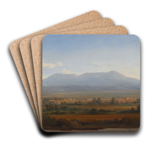 View from the Albano Mountains. Study by Gustaf Wilhelm Palm Art Drink Coaster set View from the Albano Mountains. Study by Gustaf Wilhelm Palm Art Drink Coaster set