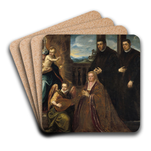 Doge Alvise Mocenigo and Family before the Madonna and Child by Jacopo Tintoretto Art Drink Coaster set