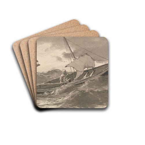 Illustration for 'The Cormorants of Utrst' by Hans Gude Drink Coasters - set of 4