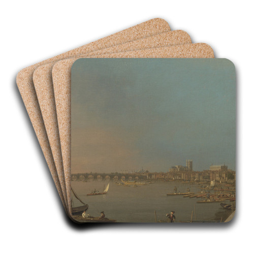 The Thames from the Terrace of Somerset House, Looking toward Westminster by Canaletto Art Drink Coaster set